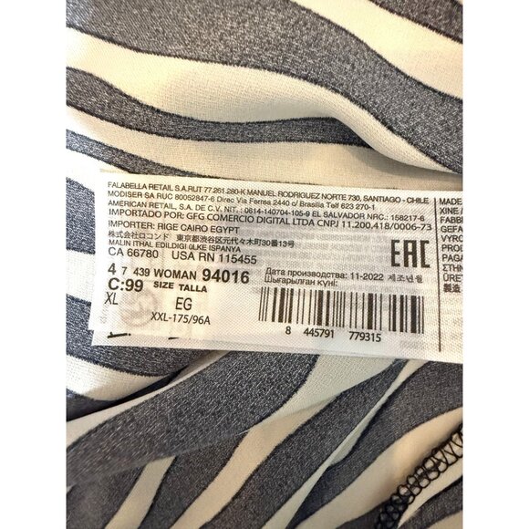 NWOT Mango Black & Cream Striped Satin Shirt‎ Dress XL - Picture 5 of 16